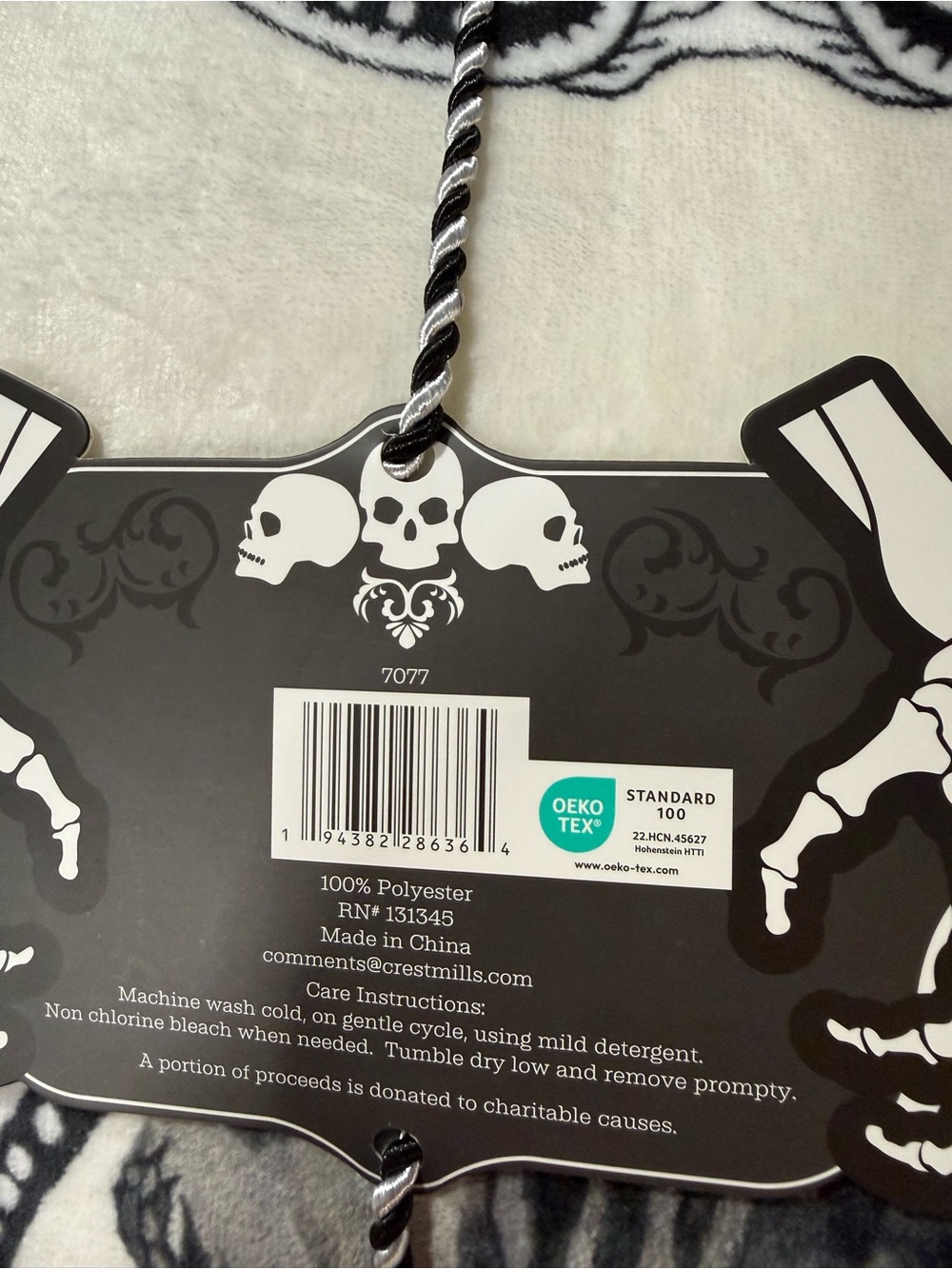 Skeleton Print Decorative Throw Pillow - Full/Queen - Picture 5 of 5